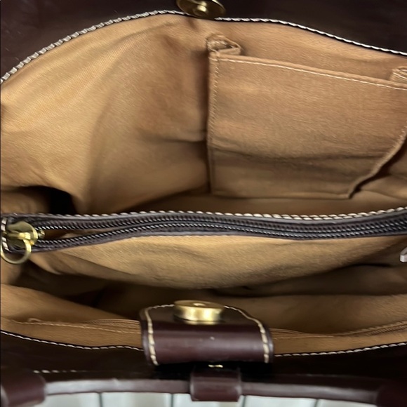 Vintage Elegant Tan and Brown Corduroy Women's Bag  with faux leather from Relic - Picture 7 of 11